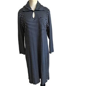 Lauren Jeans Co. Striped Knit Dress Long Sleeve Casual Dress L 100% Cotton